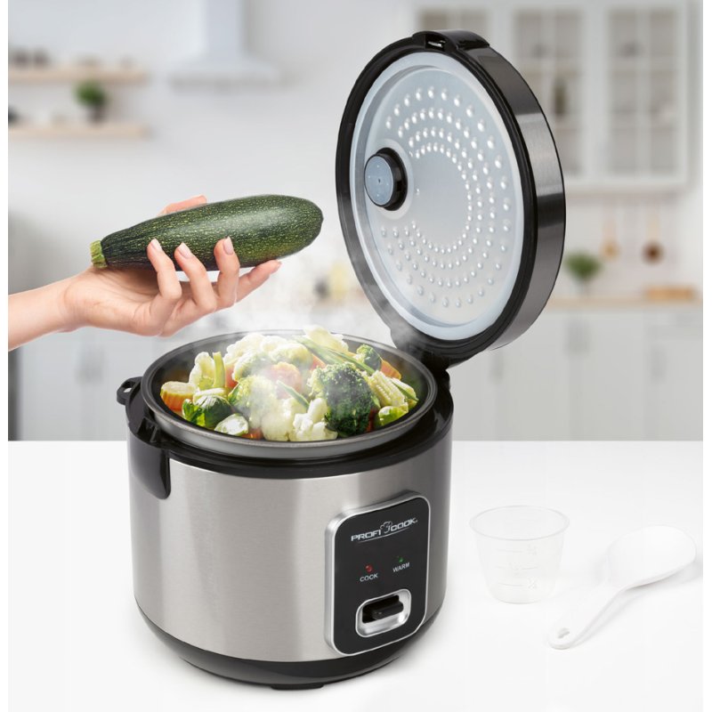 PROFI COOK 2-in-1 rice cooker/steamer PC-RK 1285, black, 700 watt